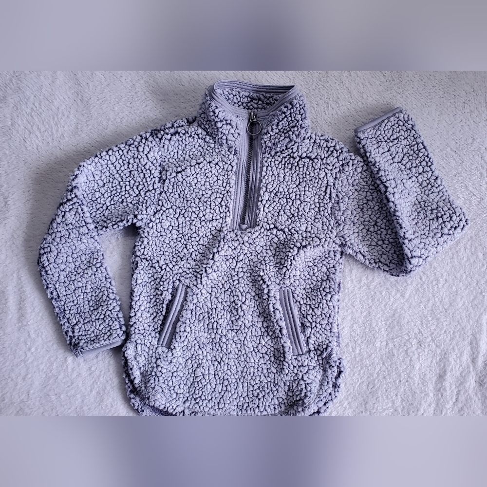 Cuddly Sherpa Pullover Girls Grey Jacket Size‎ 5/6